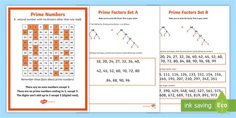 Prime Factors Activity Prime Math Factor Tree