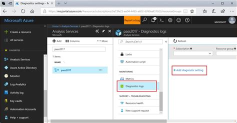 Azure Analysis Services Integration With Azure Diagnostic Logs Azure