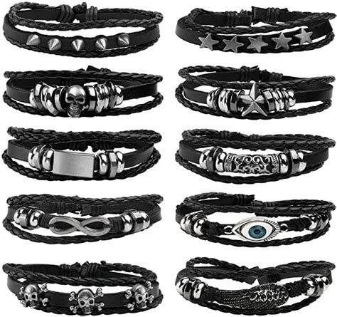 Amazon Milakoo Pcs Braided Leather Bracelets For Men Women Punk