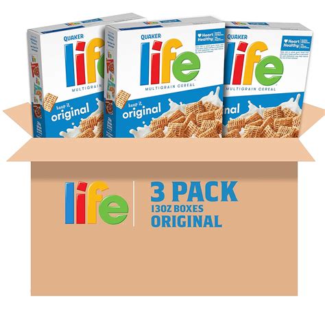 Quaker Life Breakfast Crunchy Cereal Original 13oz Boxes 3 Pack