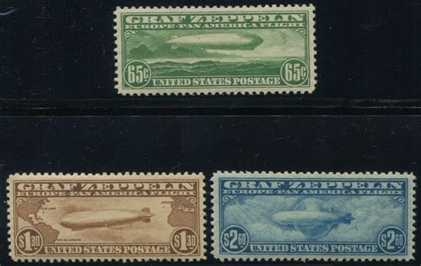 C13 C15 Graf Zeppelin Air Mail Mint Set Of 3 Stamps BX5207 United