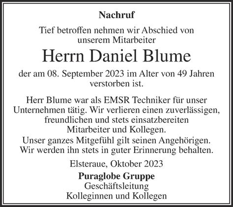 Traueranzeigen Von Daniel Blume Abschied Nehmen De