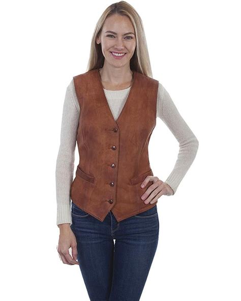 Leatherwear By Scully Womens Cognac Western Vest L1012 Fashion