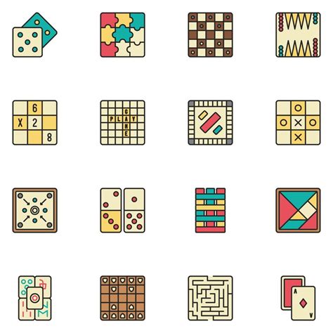 Board Game Filled Line Icon Set 12713526 Vector Art At Vecteezy