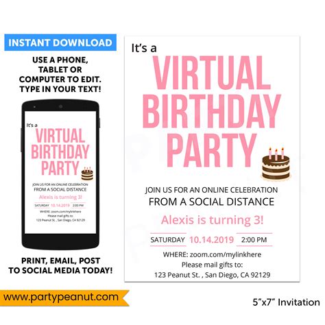 Virtual Birthday Party Invitation Ecard - Party Peanut