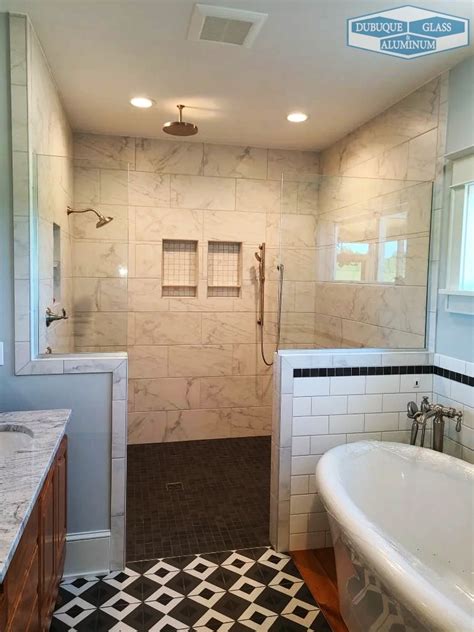 Dubuque Glass Aluminum Walk In Shower With Glass Side Panels