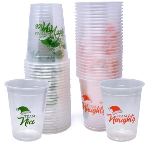 ziliny 100 Pcs Christmas Party Cups 12 oz Christmas Cups Clear Plastic ...