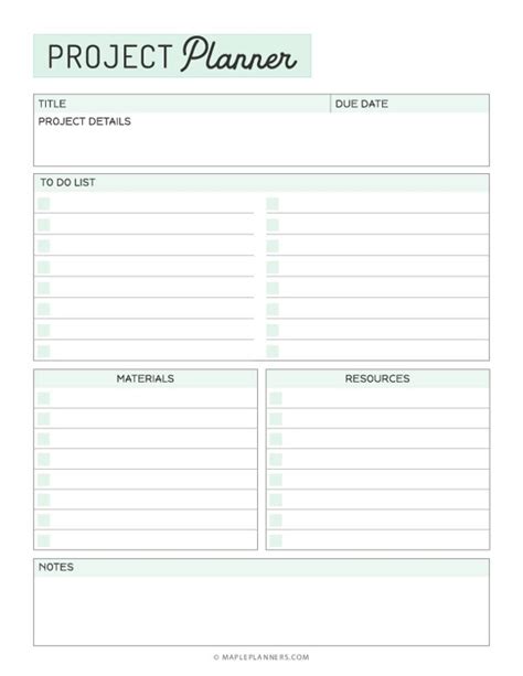 Printable Project Planner Template