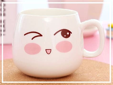 Kawaii Ceramic Face Mugs With A Spoon And A Lid Multiple Face Designs