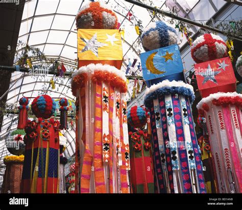 Ornaments For Tanabata Festival Sendai City Miyagi Prefecture Japan