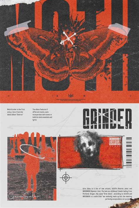 "MOTH GRINDER" Brutalist Grunge Fan Graphic Poster | Graphic poster ...