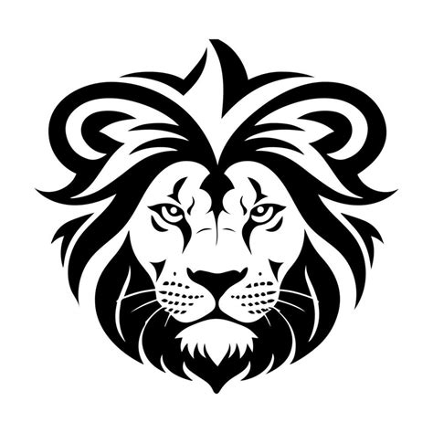 Lion head tattoo. Black and white vector illustration isolated on white ...