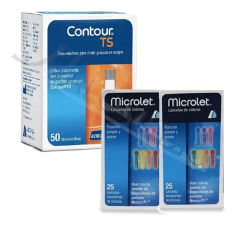 Contour Ts Paquete 50 Tiras Y 50 Lancetas Para Glucómetro Envío gratis