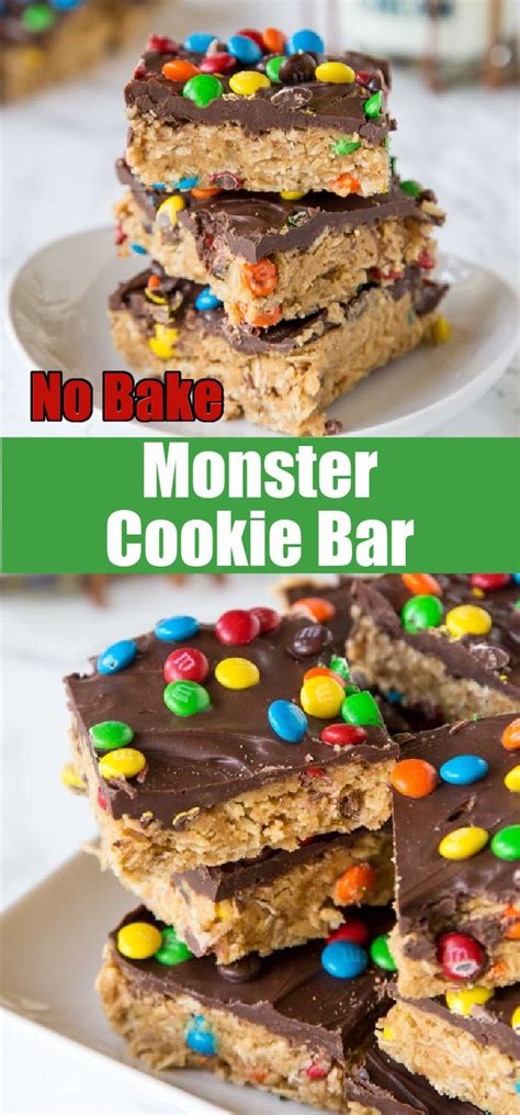 Monster Cookie No Bake Bars All The Flavors Of Classic Monster