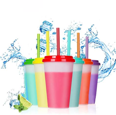 Torubia Colour Changing Cups Tumblers With Lids Straws Pack Oz