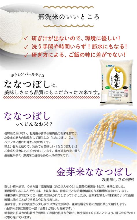 精米北海道産 金芽米無洗米 ホクレン ななつぼし 5kg 令和3年産 専門ショップ