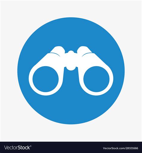 White Binocular Icon On Blue Circle Background Vector Image