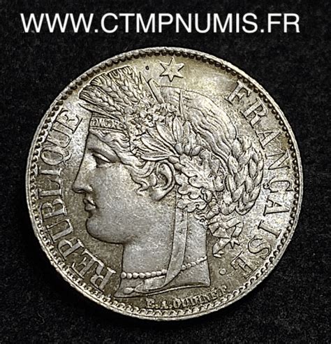 1 FRANC ARGENT CERES III REPUBLIQUE 1887 A PARIS SPL CTMP NUMIS