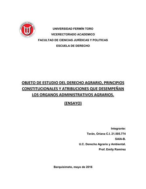 Ensayo Derecho Agrario Pdf