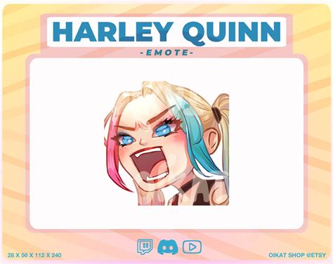 HARLEY QUINN Angry Cute & Kawaii Emote Twitch, Youtube, Discord - Etsy