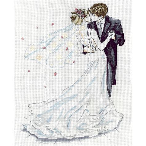 Wedding Couple Counted Cross Stitch Kit 10x14 14 Count Wedding