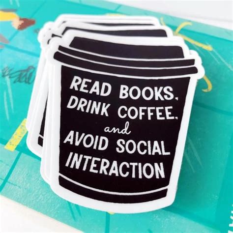 Antisocial Sticker Bookish Stickers Gifts For Readers Coffee Lover Book