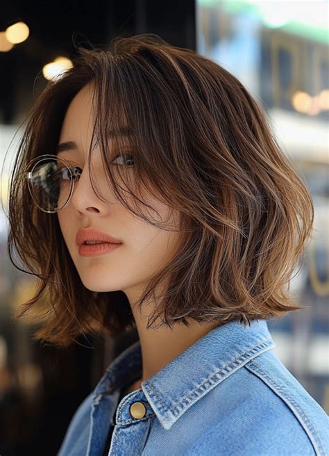 Chic Layered Bob Haircuts Effortless Wavy Brunette Bob