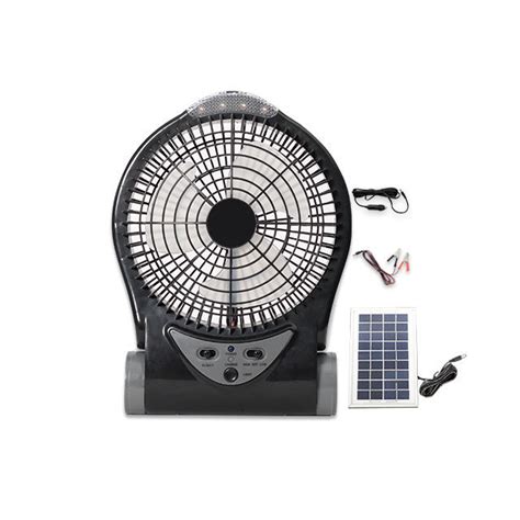 Ac Dc Portable Solar Rechargeable Box Electric Desk Table Fans With Led