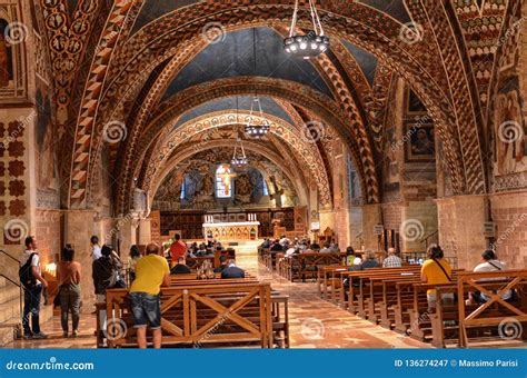 Assisi Italy August 2016 Interior Of The Famous Basilica Of San Francesco D`assisi Editorial