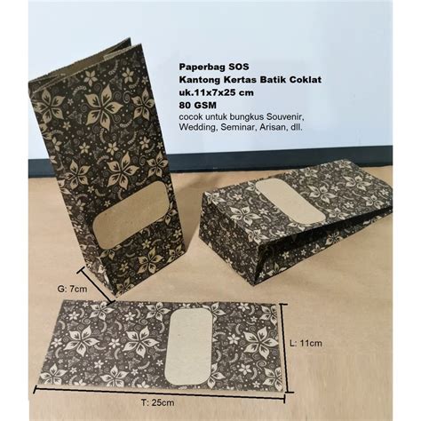 Jual Paperbag Kantong Kertas Sos Coklat Batik 11x7x25cm 80 Gsm Paper