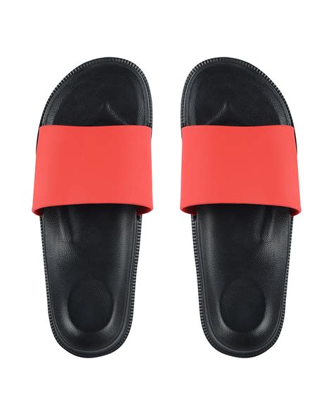 Buy Slipover Plain Red And Black Casual Lightweight Trendy Flip Flop For