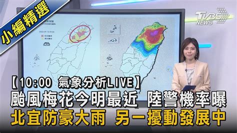 【1000 氣象分析live】颱風梅花今明最近 陸警機率曝 北宜防豪大雨 另一擾動發展中｜tvbs新聞 Youtube