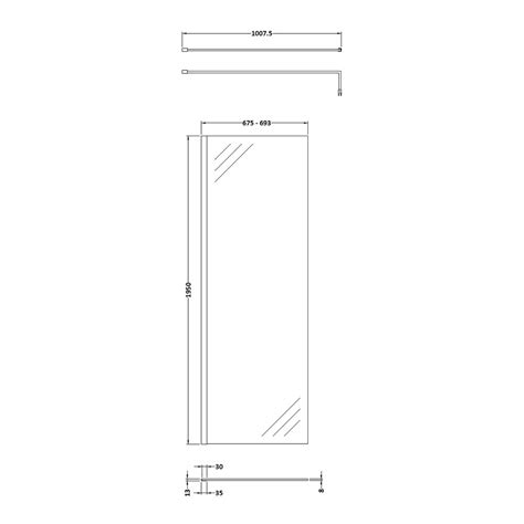 Hudson Reed Wetroom Shower Screen With Brushed Brass Profile And Support