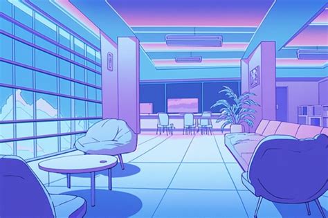 Premium AI Image A Cartoon Drawing Of A Room With A Purple And Pink