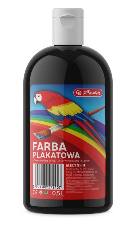 Farba Plakatowa W Butelce 500ml Czarna HERLITZ Czarny Herlitz