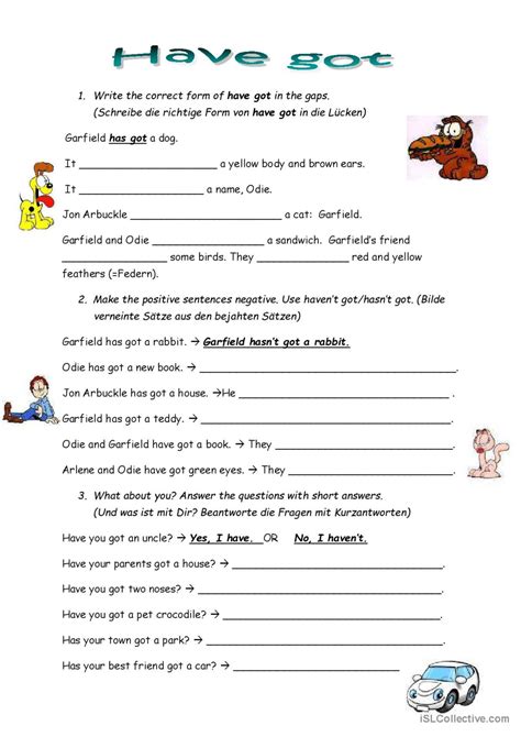 Have Got English ESL Worksheets Pdf Doc