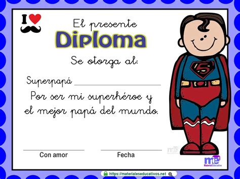 Diplomas Día del padre modelo 8 Editable en PPT Materiales Educativos