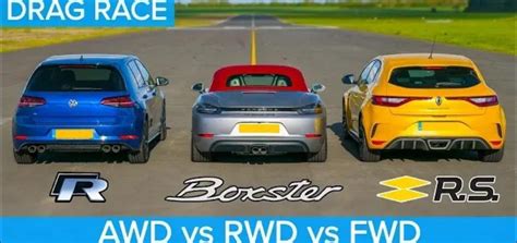 AWD vs RWD vs FWD DRAG RACE: Golf R vs Boxster vs Megane Trophy.