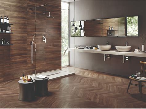 Porcelain Stoneware Wall Floor Tiles With Wood Effect SLEEK WOOD NUT