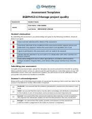 Bsbpmg Assessment Templates V Docx Assessment Templates