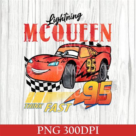 Retro Lightning McQueen 95 PNG Vintage Disney Cars Land PNG Inspire