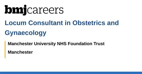 Locum Consultant In Obstetrics And Gynaecology Job With Manchester