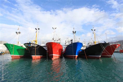 Barcos De Pesca Amarrados Getaria Pa S Vasco F Foto Stok Adobe