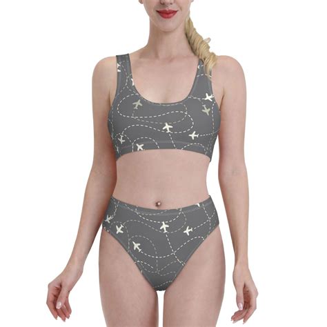 Daiia Airplane Routes Around The World Printed Piece Swimsuit Bikinis