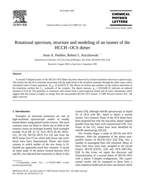 PDF Rotational Spectrum Structure And Modeling Of An Isomer Of The