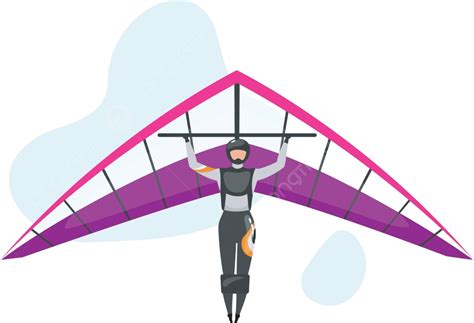 Flat Vector Illustration Of Extreme Hang Gliding Nature Lifestyle