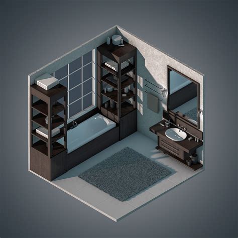 Isometric Interiors On Behance