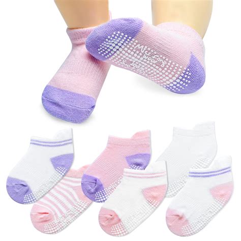 Baby Socks 6 Pairs With Non Slip Grips by Miss Fong Wear Baby Girl ...