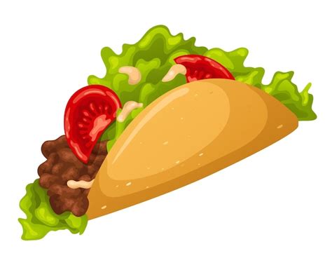 Cone De Ilustra O Dos Desenhos Animados De Comida De Taco Isolado No