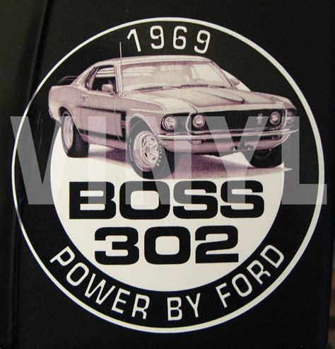 Vintage 1969 Mustang Boss 302 Vinyl Sticker Decal 4 Power By Ford Muscle Car